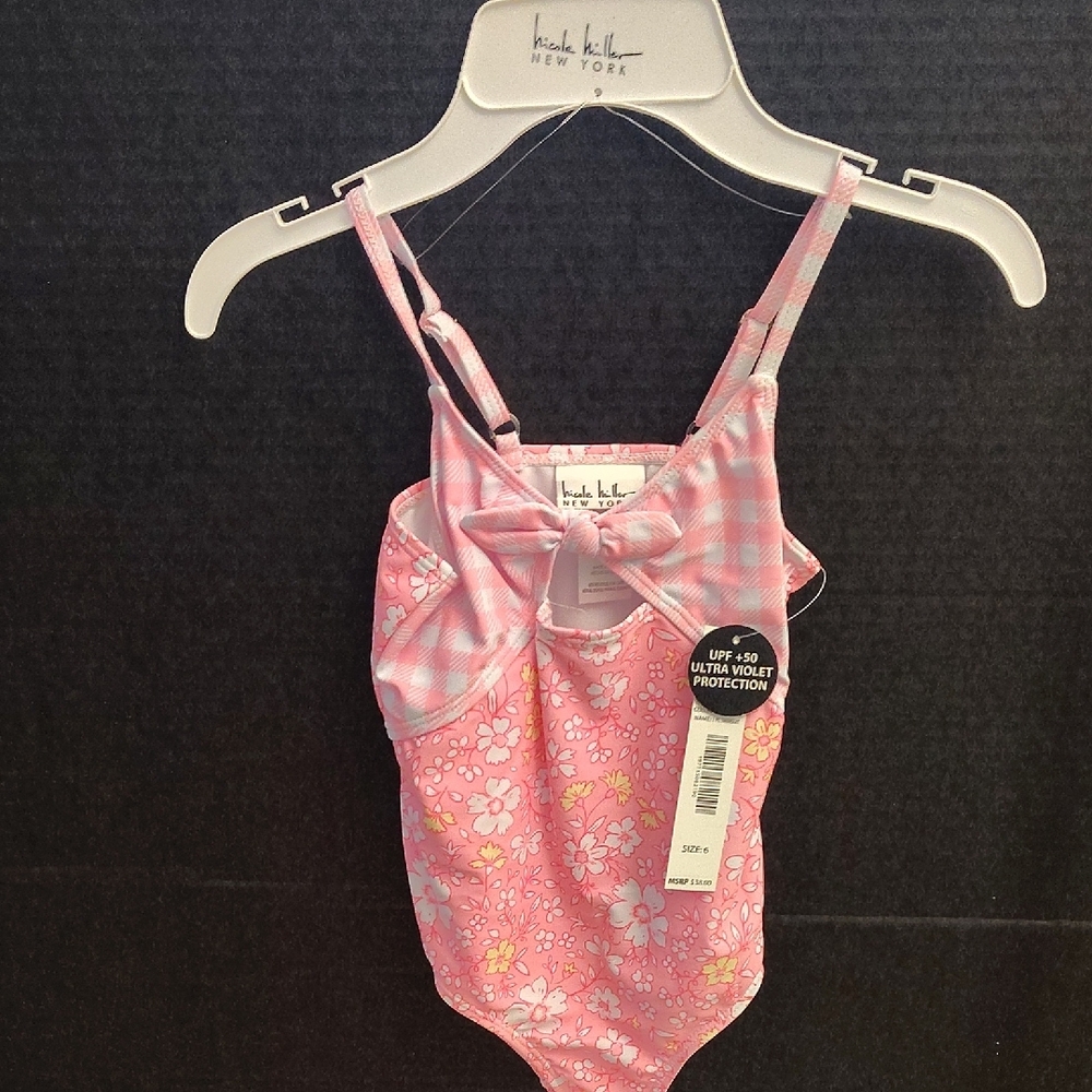 Pink Floral Swimsuit with Bow